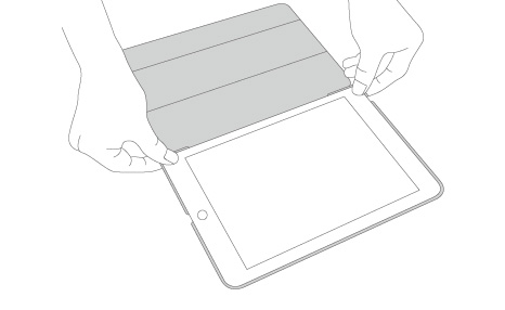按压iPad右侧两 角陷入保护壳,完 成安装 ,iPad Pro 9.7保护壳， 优触系列