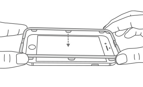将贴膜器对准设备放下并扣紧。,iPhone 7 Plus，全覆盖抗蓝光玻璃膜